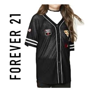 Forever 21 black blouse jersey see through